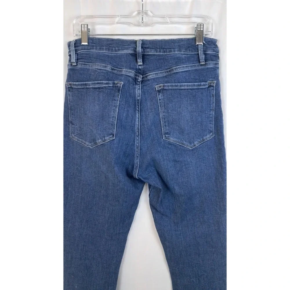 FRAME 31 Ali High Rise Cigarette Jeans Van Ness Wash Denim Raw Hem Ankle - Picture 7 of 10